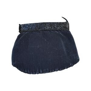 Vintage Black Fabric Hand Bag with Beaded Trim Carolyne Barton